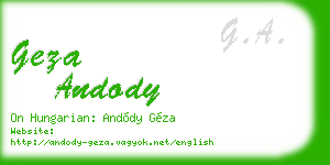 geza andody business card