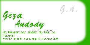 geza andody business card